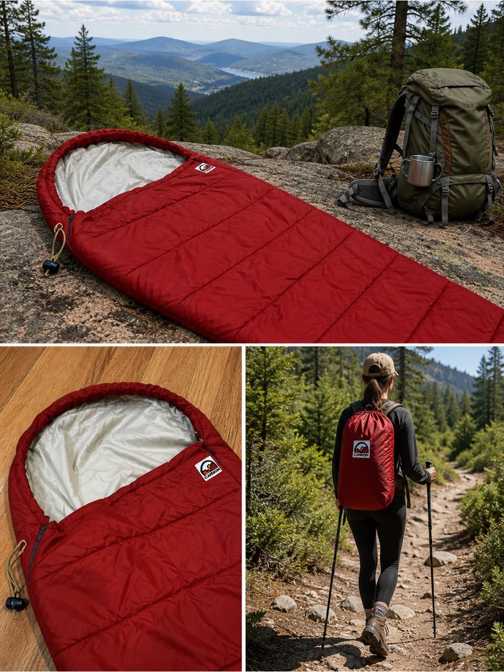 Canyon Orange Mummy Hooded Adult Sleeping Bag Camping Outdoor Hiking 79”
